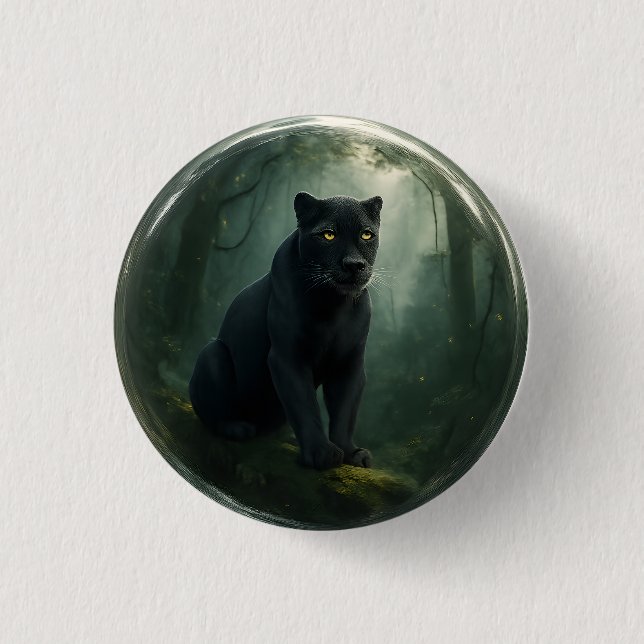 Chapa Redonda De 2,5 Cm Majestic Black Panther Jungle 3D Button con profun (Anverso)
