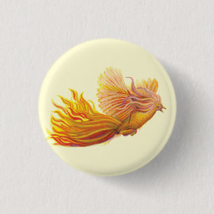 Chapa Redonda De 2,5 Cm Majestic Phoenix Bird