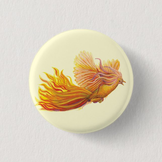 Chapa Redonda De 2,5 Cm Majestic Phoenix Bird (Anverso)