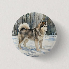 Chapa Redonda De 2,5 Cm Malamute de Alaska