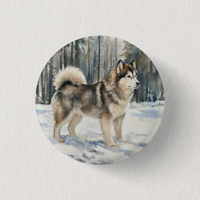 Chapa Redonda De 2,5 Cm Malamute de Alaska (Anverso)