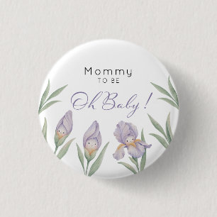 Chapa Redonda De 2,5 Cm Mamá a ser Acuarela Floral Iris Púrpura Lavanda