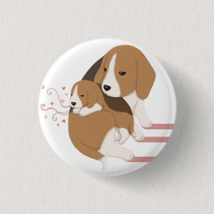 Chapa Redonda De 2,5 Cm Mamá Beagle y Ilustracion bebé