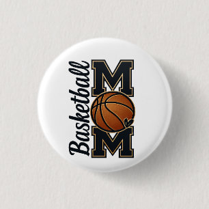 Chapa Redonda De 2,5 Cm Mamá de Baloncesto Estilo Varsity Oro Equipo Depor