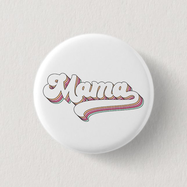 Chapa Redonda De 2,5 Cm Mamá Retro (Anverso)