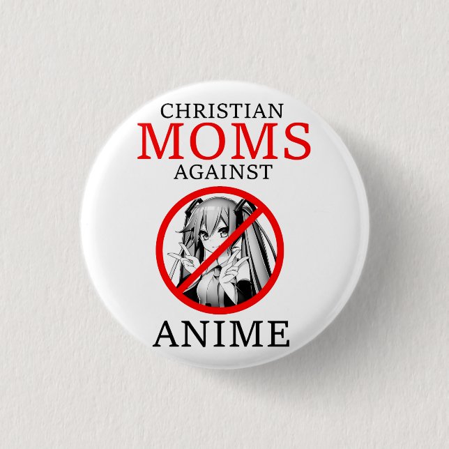 Chapa Redonda De 2,5 Cm Mamás cristianas contra meme cómico anime (Anverso)