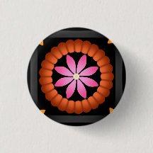 Mandalá de flor festiva de naranja rosa negra
