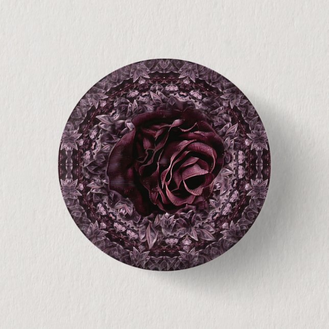 Chapa Redonda De 2,5 Cm Mandala de rosa  (Anverso)