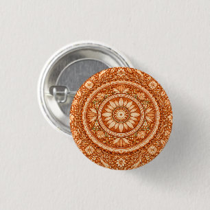 Chapa Redonda De 2,5 Cm Mándala Floral de Terracota