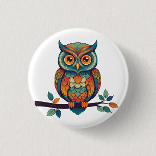 Chapa Redonda De 2,5 Cm Mandala Owl