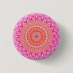 Chapa Redonda De 2,5 Cm Mandala rosa morado