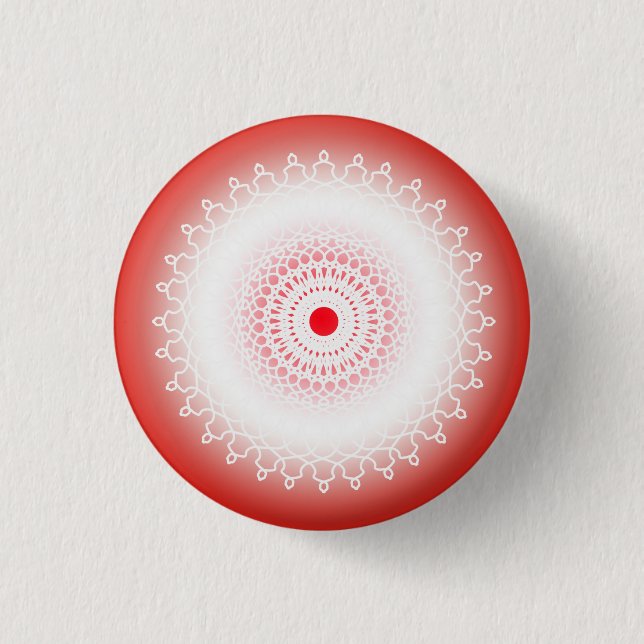 Chapa Redonda De 2,5 Cm Mandala rouge (Anverso)