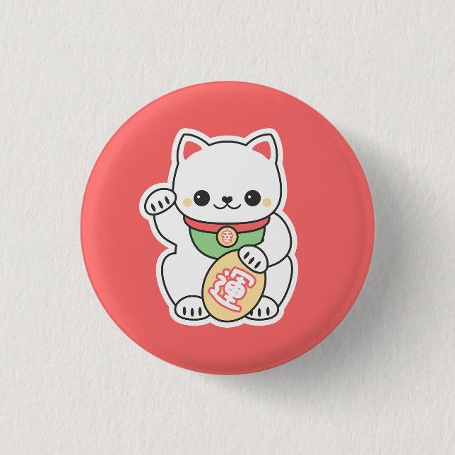 Chapa Redonda De 2,5 Cm Maneki lindo Neko (Anverso)