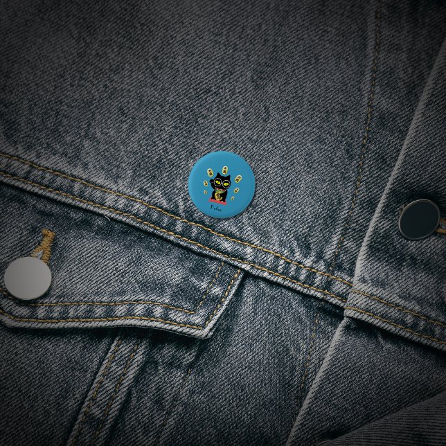 Chapa Redonda De 2,5 Cm Maneki Neko Lucky Poilue (Maneki Neko Lucky Poilue 1 Inch Round Button)