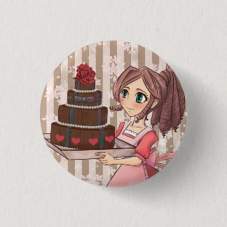 Chapa Redonda De 2,5 Cm Manga girl with chocolate cake - button