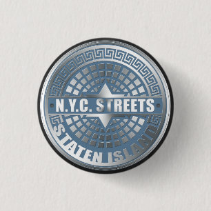 Chapa Redonda De 2,5 Cm Manhole Staten Island Blue
