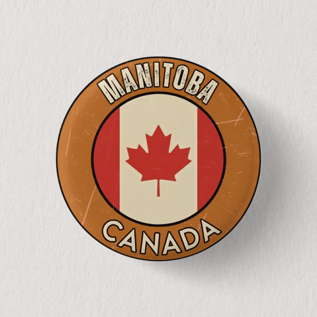 Chapa Redonda De 2,5 Cm Manitoba Canadá (Anverso)
