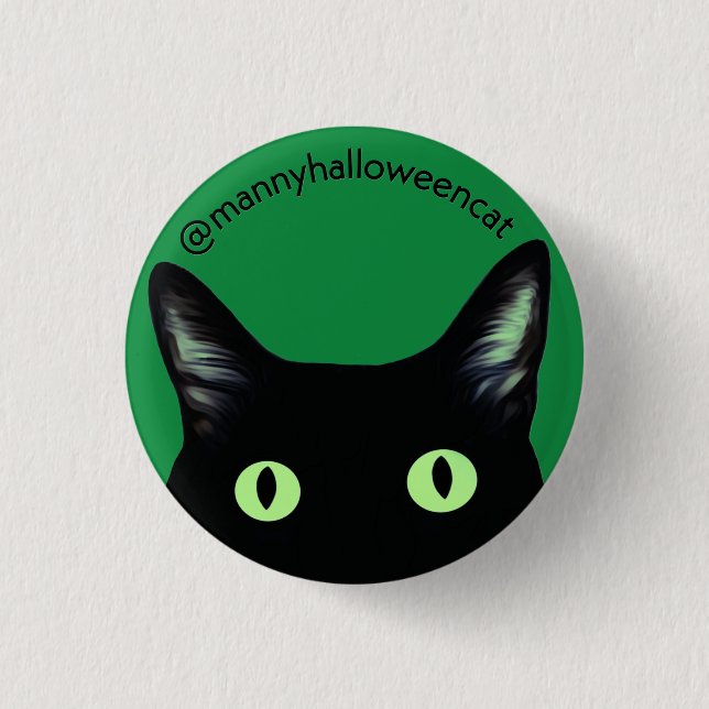 Chapa Redonda De 2,5 Cm Manny Halloween Cat Button (Anverso)