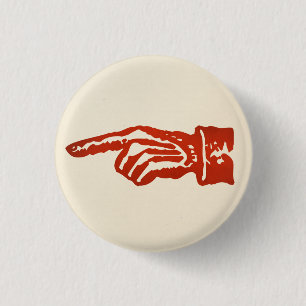 Chapa Redonda De 2,5 Cm Mano punteaguda roja del vintage - luz