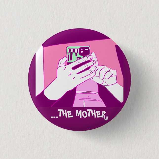 Chapa Redonda De 2,5 Cm Manos móviles de la madre, mint. magenta blanco (Anverso)