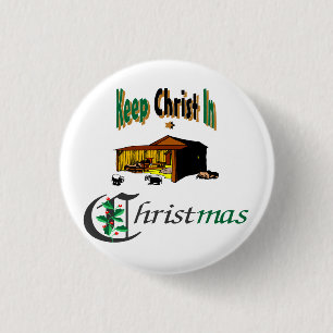Chapa Redonda De 2,5 Cm Mantenga a Cristo navidad