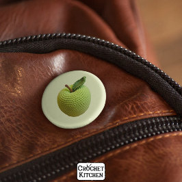 Chapa Redonda De 2,5 Cm Manzana de crochet verde artesanal retro mínimo
