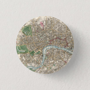 Chapa Redonda De 2,5 Cm Mapa de época de Londres Inglaterra (1853)