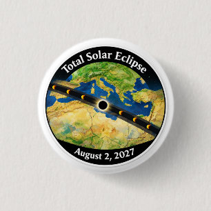 Chapa Redonda De 2,5 Cm Mapa del eclipse solar total de 2027