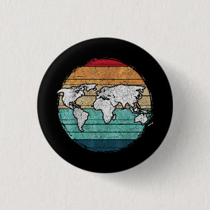 Chapa Redonda De 2,5 Cm Mapa del mundo retro