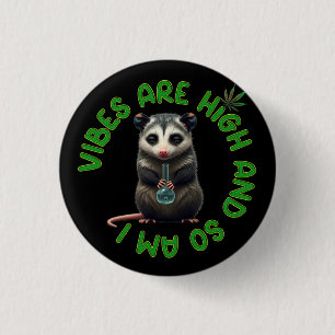 Chapa Redonda De 2,5 Cm Mapache Hippie Vibraciones Drogadas Humor Personal