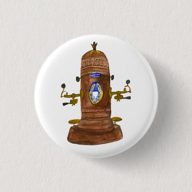 Chapa Redonda De 2,5 Cm Máquina de café antiguo Espresso Arte de acuarela (Anverso)