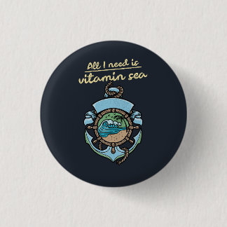 Chapa Redonda De 2,5 Cm Mar Vitaminico Ancla Náutica Ola Cita Playa Océano