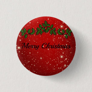 Chapa Redonda De 2,5 Cm Maravillosos Navidades de Red Sparkly