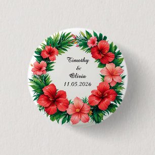 Chapa Redonda De 2,5 Cm Marco floral de hibisco colorido