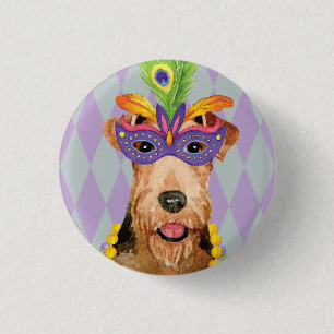 Chapa Redonda De 2,5 Cm Mardi Gras Airedale