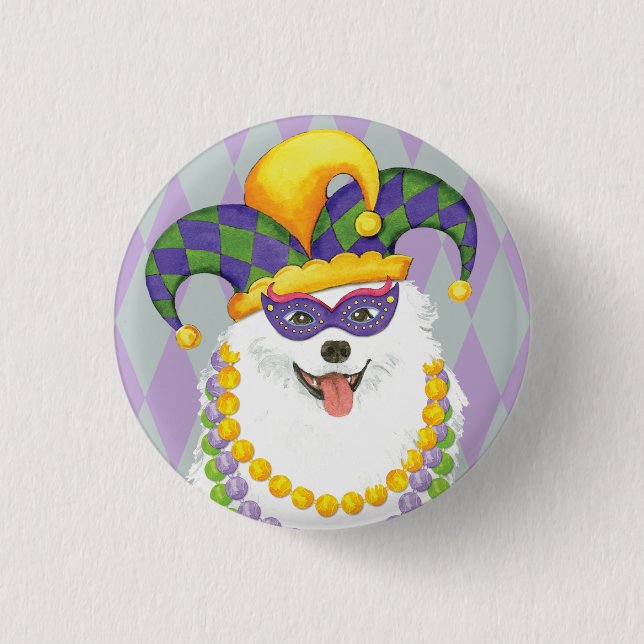 Chapa Redonda De 2,5 Cm Mardi Gras Eskie (Anverso)