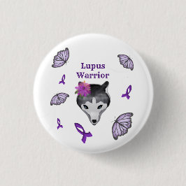 Chapa Redonda De 2,5 Cm Mariposa de Lupus Warrif Wolf Purple Ribbon