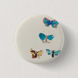 Chapa Redonda De 2,5 Cm Mariposas azul vintage color agua. Odilon Redon