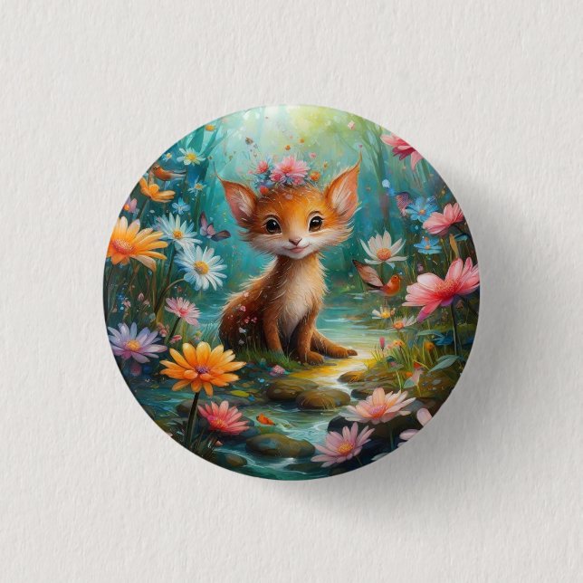 Chapa Redonda De 2,5 Cm Mariposas de hongos mágicos (Anverso)