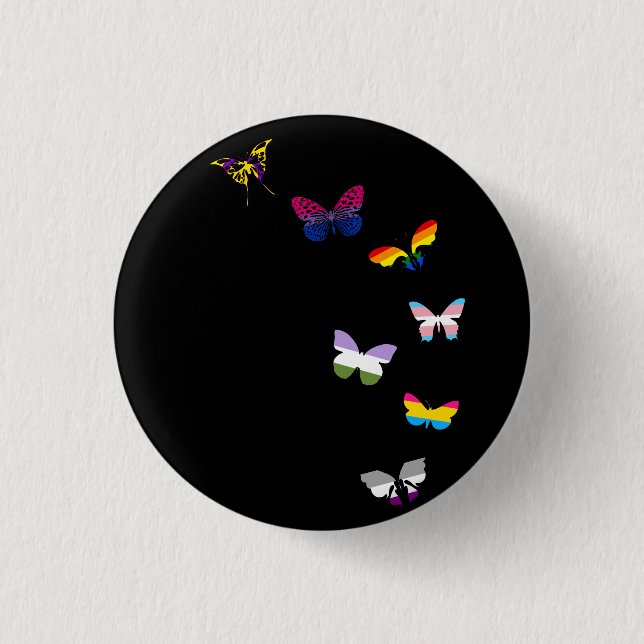 Chapa Redonda De 2,5 Cm Mariposas del arco iris (Anverso)