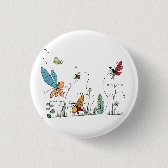 Chapa Redonda De 2,5 Cm mariposas y hadas temáticos (Anverso)