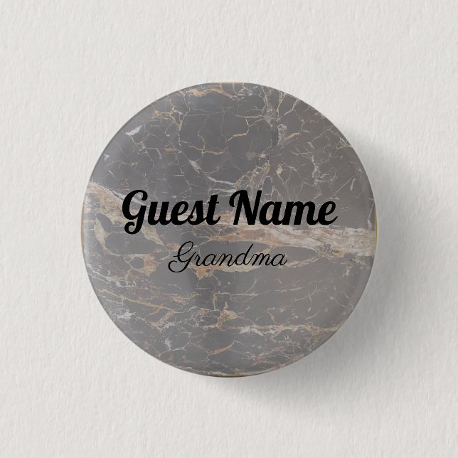 Chapa Redonda De 2,5 Cm Mármol elegante personalizado (Anverso)