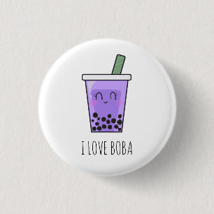 Chapa Redonda De 2,5 Cm Me encanta Boba Kawaii Bubble Tea Taro Ube Purple