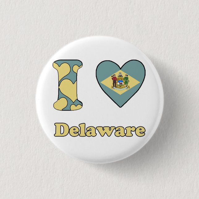 Chapa Redonda De 2,5 Cm Me encanta Delaware (Anverso)