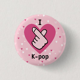 Chapa Redonda De 2,5 Cm Me encanta el K-pop Pinger rosa corazón negroRosa