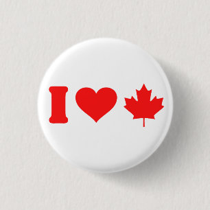 Chapa Redonda De 2,5 Cm Me encanta la hoja de corazón de Canadá