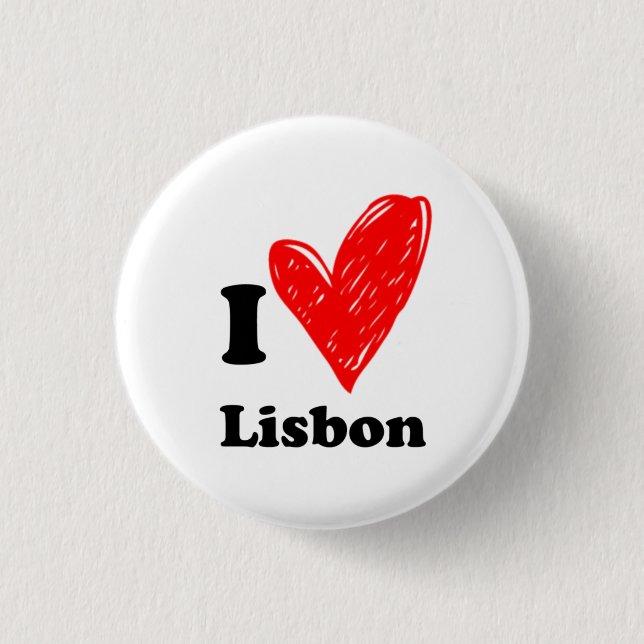 Chapa Redonda De 2,5 Cm Me encanta Lisboa (Anverso)