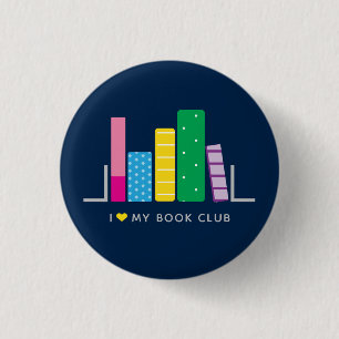 Chapa Redonda De 2,5 Cm Me encanta mi club de lectura moderno en azul