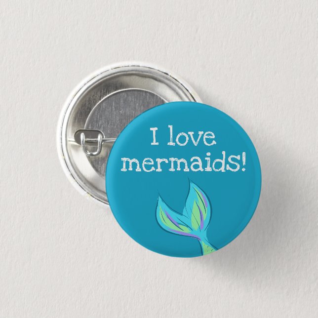 Chapa Redonda De 2,5 Cm ¡Me Encantan Las Sirenas! Mermaid Tail (Anverso y reverso)
