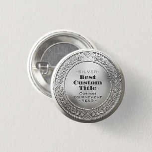 Chapa Redonda De 2,5 Cm Medalla de plata realista 3D personalizable y edit